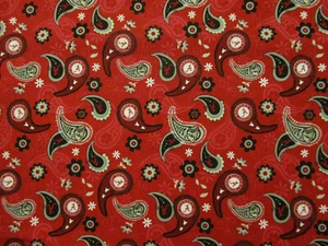ALABAMA CRIMSON TIDE UNIVERSITY BIG AL LOGO PAISLEY COTTON FABRIC FQ - Picture 1 of 5