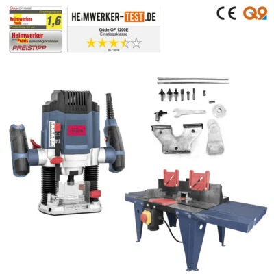 Güde Oberfräse OF 1200 E mit Oberfräsentisch Fräsmaschine Set mit Zubehör Fräse - Bild 1 von 4