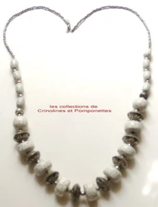 COLLIER SAUTOIR FANTAISIE FABRICATION ARTISANALE RESINE* - Picture 1 of 2