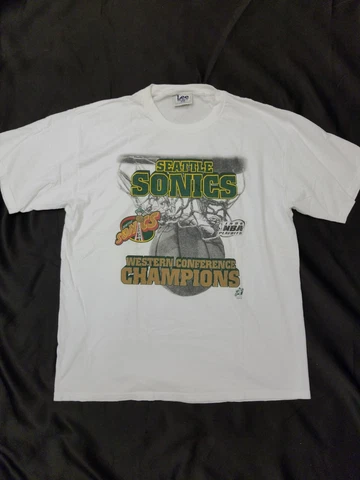 Vintage Seattle Sonics Western Conference Champions T Shirt Sz XL Lee White USA Cover
