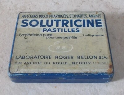 Ancienne Boite Métal médicaments SOLUTRICINE France bleu vintage pharmacie #2 - Photo 1/4