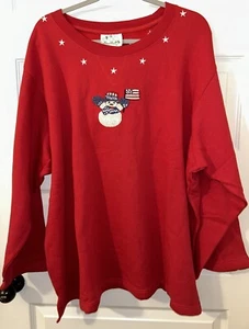 New NWT Quacker Factory Womens Snowmen Red 3X Fleece Sweatshirt Beaded Vintage - Picture 1 of 3