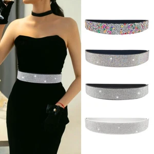 Women's Rhinestone Elastic Belt, Fashion Waistband for Dresses, Wedding or Party - Picture 1 of 14