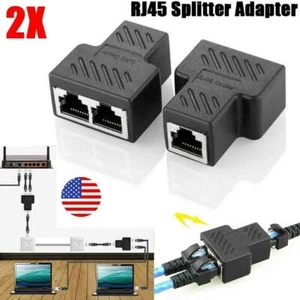 2PC RJ45 LAN Ethernet Splitter Adapter 1 to 2 Port Cable Network Cable Connector - Picture 1 of 12