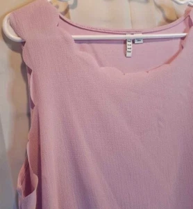 Elle Women's Sleeveless Top Pink Scoop Neck Stretch Scalloped Edge XL New - Picture 1 of 6