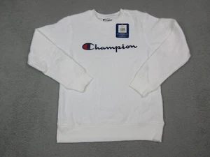 Champion Sweater Boys Medium White Spell Out Logo Sweatshirt Casual Youth Kids - Picture 1 of 10