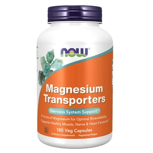 NOW Magnesium Transporters 180 Veg Caps, Clearance for Best By 08/2025 - Picture 1 of 10