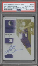 2018 Contenders Ticket Printing Plate #105 Jalen Brunson 1/1 RC Auto PSA DNA