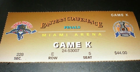 NHL Florida Panthers East. Conf Finals Game K Ticket Stub 1996 Cover