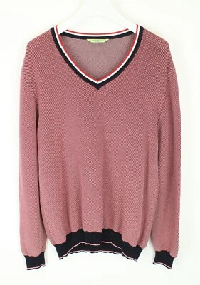 Jersey DALMINE para hombre (UE) 54 punto ajustado ribete a rayas cuello en V manga larga Foto 1 de 4