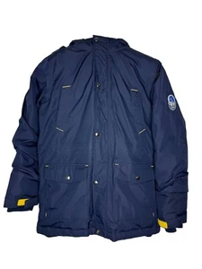 Lands End Navy Down Feather Winter Jacket Hooded Youth Boys Size 14-16 Large - Picture 1 of 16