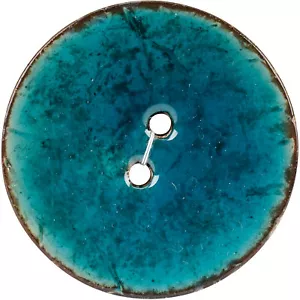 Organic Elements-Coconut Buttons 2-1/2" 1/Pkg Turquoise - Picture 1 of 3