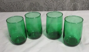Set of 4 Anchor Hocking Green Glass Juice Tumblers - 4oz. - 3 3/8" tall - Picture 1 of 7
