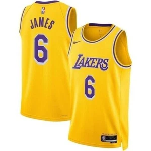 Nueva Camiseta LeBron James Lakers Edición Icono NBA Amarillo Field Púrpura Talla M Nueva - Imagen 1 de 15