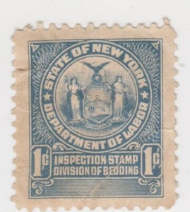 1937 US Department of Labor New York State Bedding Division Inspection Stamp 1c - Picture 1 of 2