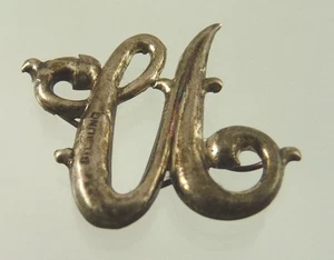 MONOGRAM LETTER "U" FOR APPLYING TO CLOTH OR LEATHER IN STERLING SILVER - Picture 1 of 2
