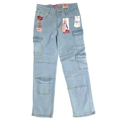 Red Bottoms Light Blue Denim Cargo Jeans Jr. 16 New - Image 1 of 4