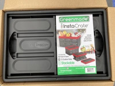 (4) Contenedor de almacenamiento plegable GreenMade InstaCrate, 12 galones negro ¡PAQUETE DE 4! - Imagen 1 de 4