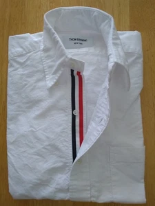 Neu ohne Etikett Thom Browne weiß Oxford-Gewebe Knopfleiste Ripsband TB0 14-30 - Bild 1 von 8