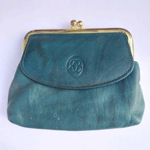 Buxton Geldbörse grün weiches Leder Kiss Lock Münzbörse Tasche Retro minimalistisch - Bild 1 von 7