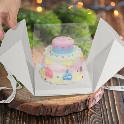 6X 4" Cake Box Containers Festivel Storage Box White Cake Packaging - Image 1 of 4