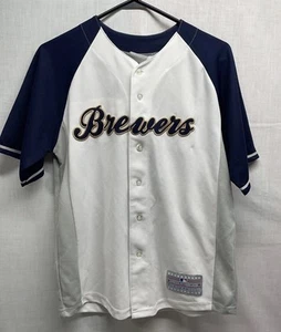 Milwaukee Brewers Jersey Youth Large 14-16 Zack Greinke White Button Up MLB - Picture 1 of 4