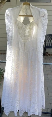 Vintage Lace Lilia Smith Wedding Dress Size 7/8 High Low Lace Country - Image 1 of 4