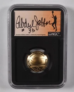 2020-W PF70 $5 Gold Basketball HOF NGC Kareem Abdul Jabbar Signed - Picture 1 of 5