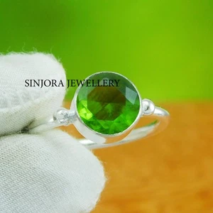 Anillo de regalo hecho a mano de plata de ley 925 con piedras preciosas de peridoto talla 5 a 13 de EE. UU. - Imagen 1 de 4