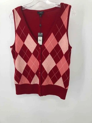 Pre-Owned Talbots Red Size Medium Argyle Vest - Image 1 of 3
