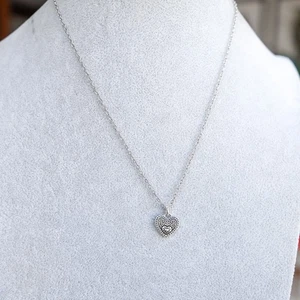 Brighton Love Blooms Silber Herz zierliche Kristall Wende Halskette 16-18" - Bild 1 von 6