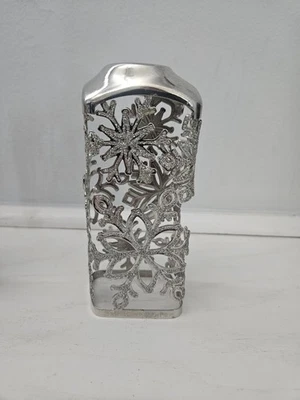 Bath Body Works Gel Hand Soap Sleeve Holder Silver Snowflakes - Image 1 of 4