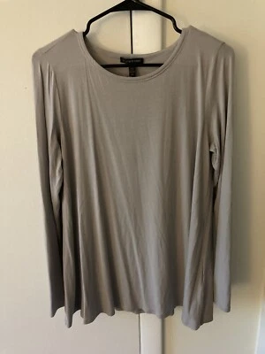 Top EILEEN FISHER Pequeño Elastizado Viscosa Spandex Manga Larga Gris Hecho en EE. UU. Foto 1 de 4