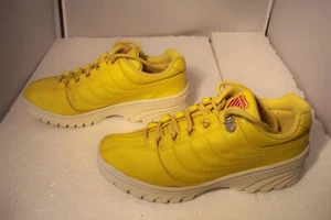 Vintage K-Swiss Yellow Leather Sneakers Shoes Men Size 5.5 M - Picture 1 of 15