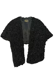 Vintage Sistovaris Of Greece Black Persian Curly Lamp Fur Stole - Picture 1 of 16