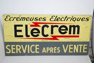 PLAQUE ANCIENNE PUBLICITAIRE SERGRAPHIEE ECREMEUSES ELECTRIQUES ELECREM 50 X 25 - Picture 1 of 2