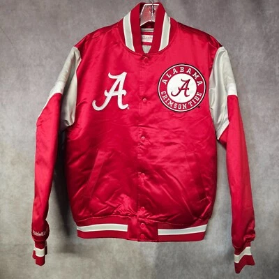 Chaqueta de bombardero Mitchell & Ness Alabama Crimson Tide satinada peso pesado nueva con etiquetas M $150 Foto 1 de 4