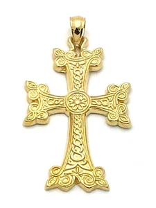 14k Gelbgold Kruzifix Christliches Kreuz Anhänger Religiös Charm 1,75" 6 Gramm - Bild 1 von 6