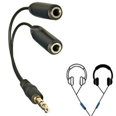 Divisor Aux Adaptador Y Clavija Cable Distribuidor Audio 3,5mm Enchufe Auricular - Imagen 1 de 4