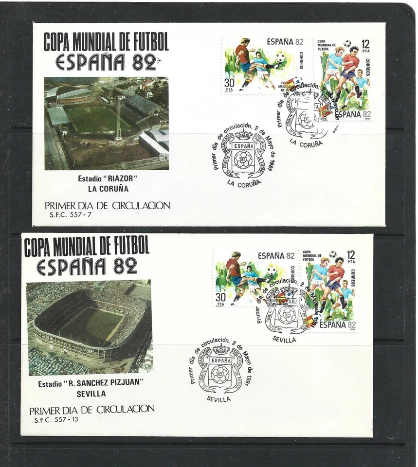 Mundial Futbol España 82 Sedes Coruña y Sevilla Sobres 1º Día año 1981 (FG-573) - Imagen 1 de 1