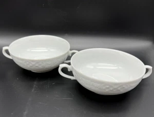 Set of 2 Schumann SCH212 White Floral Lattice Cream Soup Bowls Mugs Germany - Picture 1 of 6
