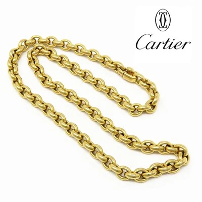 NYJEWEL Cartier Oro Amarillo 18k Pesado 6mm Ancho Cable Eslabón Cadena Collar 16.5" Foto 1 de 4