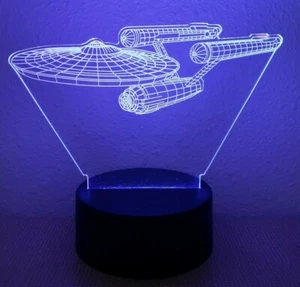 Star Trek USS Enterprise 3D LED Night Light 7 Colors, 2.25 inch x 7 inch Display - Picture 1 of 9