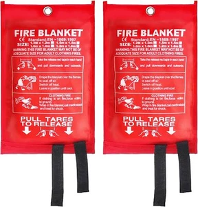 2 Pack Emergency Fire Blanket Safety Heat Insulation Emergency Survival Blanket - Picture 1 of 7
