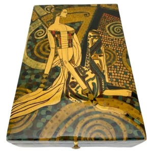 Art Deco Revival Style Figurative Lacquer Decorative Box - Picture 1 of 7