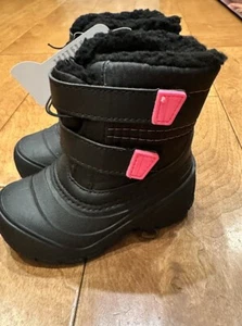 New Wonder Nation Toddler Snow Winter Boots Skid Resistant Size 7 Black/Pink - Picture 1 of 10