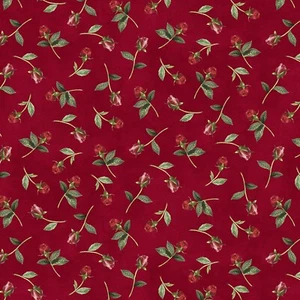 Wilmington Prints - Daydream Garden - Rose Bud Toss Burgundy, Fabric by the Yard - Picture 1 of 9