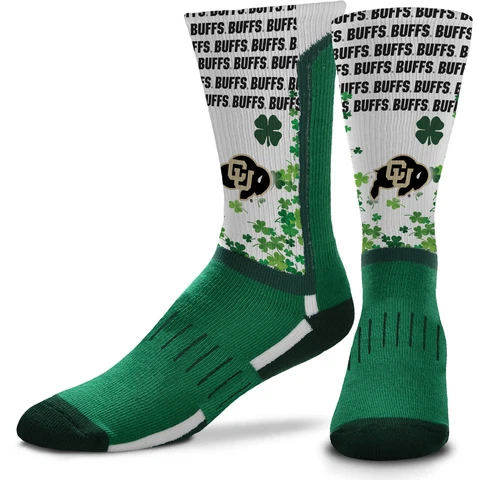 For Bare Feet Colorado Buffaloes Four Leaf St. Patrick's Day V-Curve Crew Socks Cover