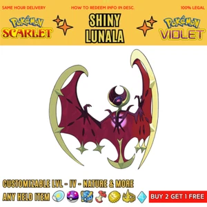 ✨Shiny LUNALA 6IV + Any Held Item | Pokemon Scarlet & Violet - Picture 1 of 2