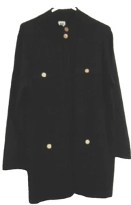 WOMEN'S Anne Klein SZ XL Travel ZIP UP Gold BUTTON SWEATER Jacket coat Black sof - Picture 1 of 5